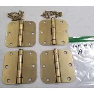Stanley 3.5 inch brass toned door hinges reclaimed 4 count with screws
